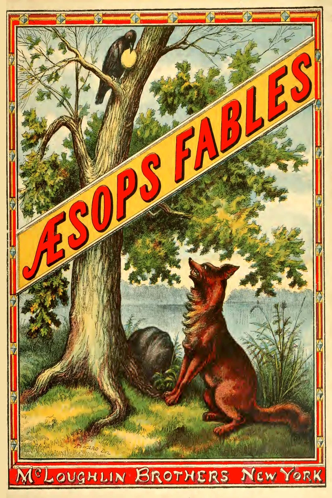 Aesop\'s Fables Vintage Poster c1910s - McLoughlin Brothers 24x36” 🌳🦊