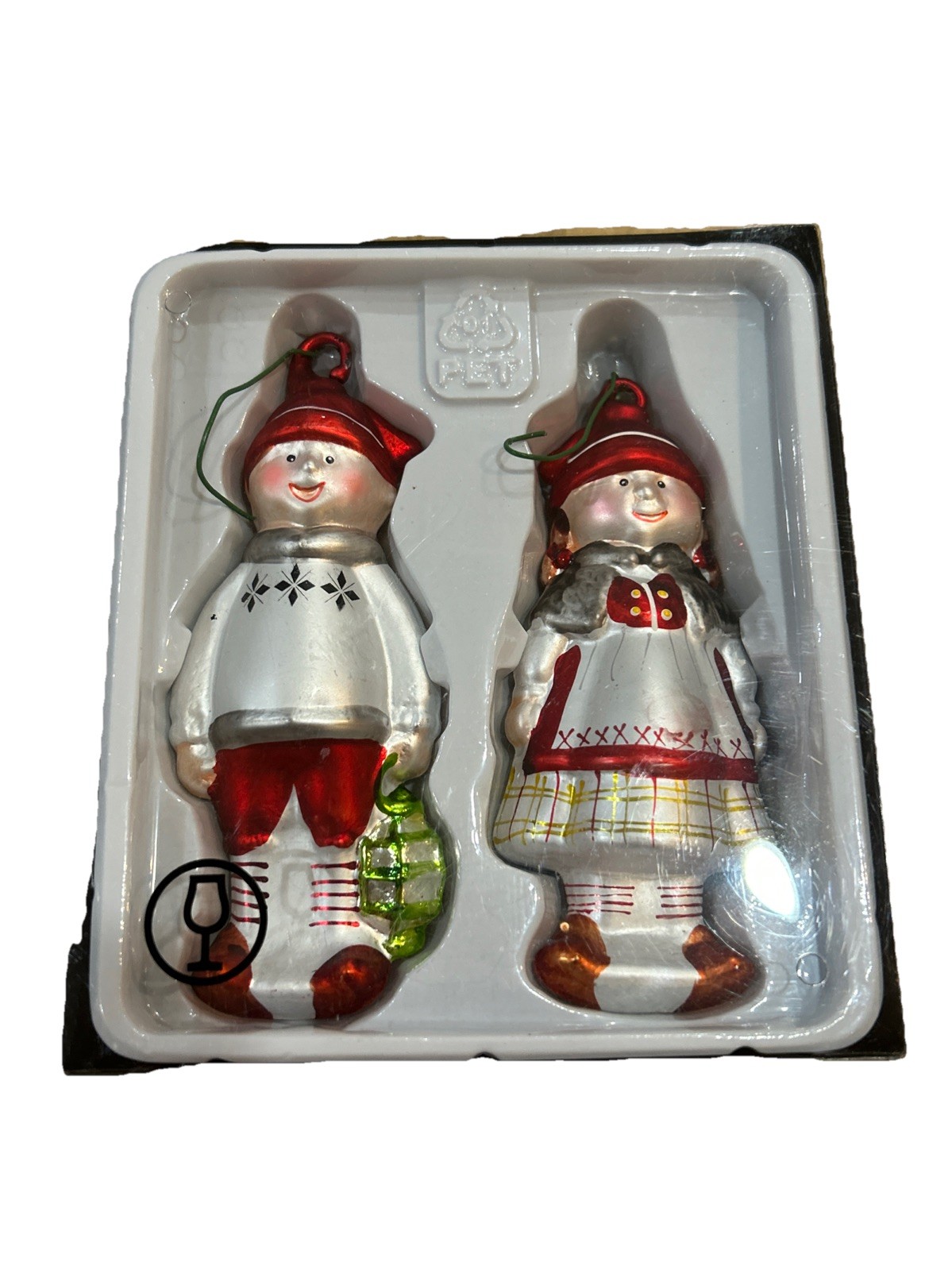 IKEA Girl and Boy SNÖMYS Glass Tree Hanging Christmas Ornament Decoration