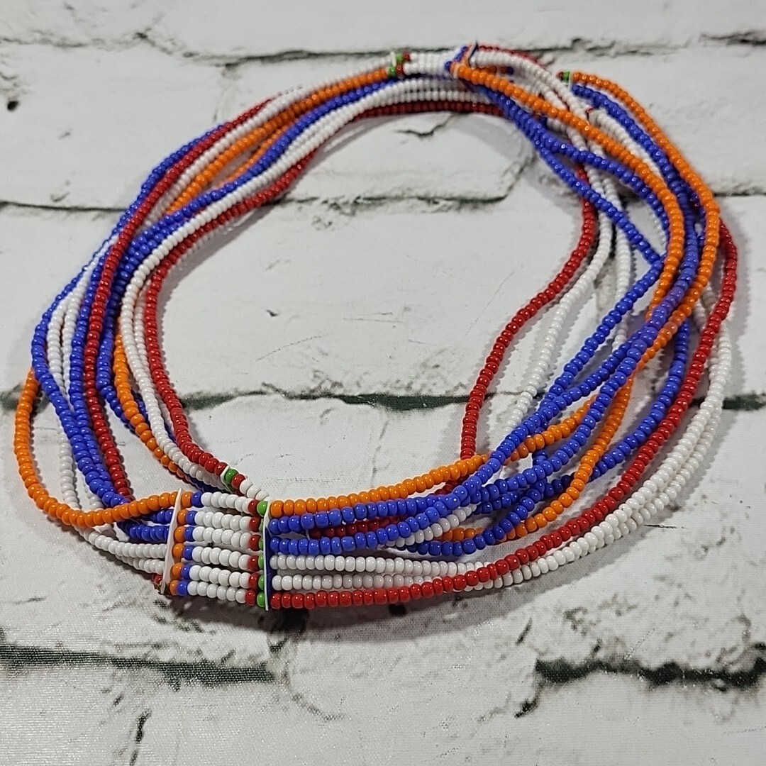 Multi Strand Seed Bead Necklace Southwestern Look Multi-Color