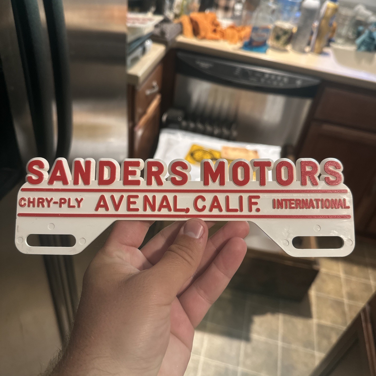 Vintage Sanders Motors Chrysler Plymouth License Plate Topper Avenal California Vintage Sanders Motors Chrysler Plymouth License Plate Topper Avenal California
