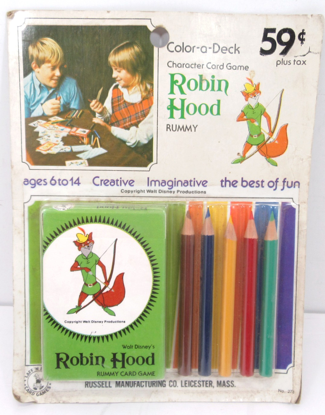 Walt Disney Robin Hood Color A Deck Rummy Card Game Russell Vtg Rare
