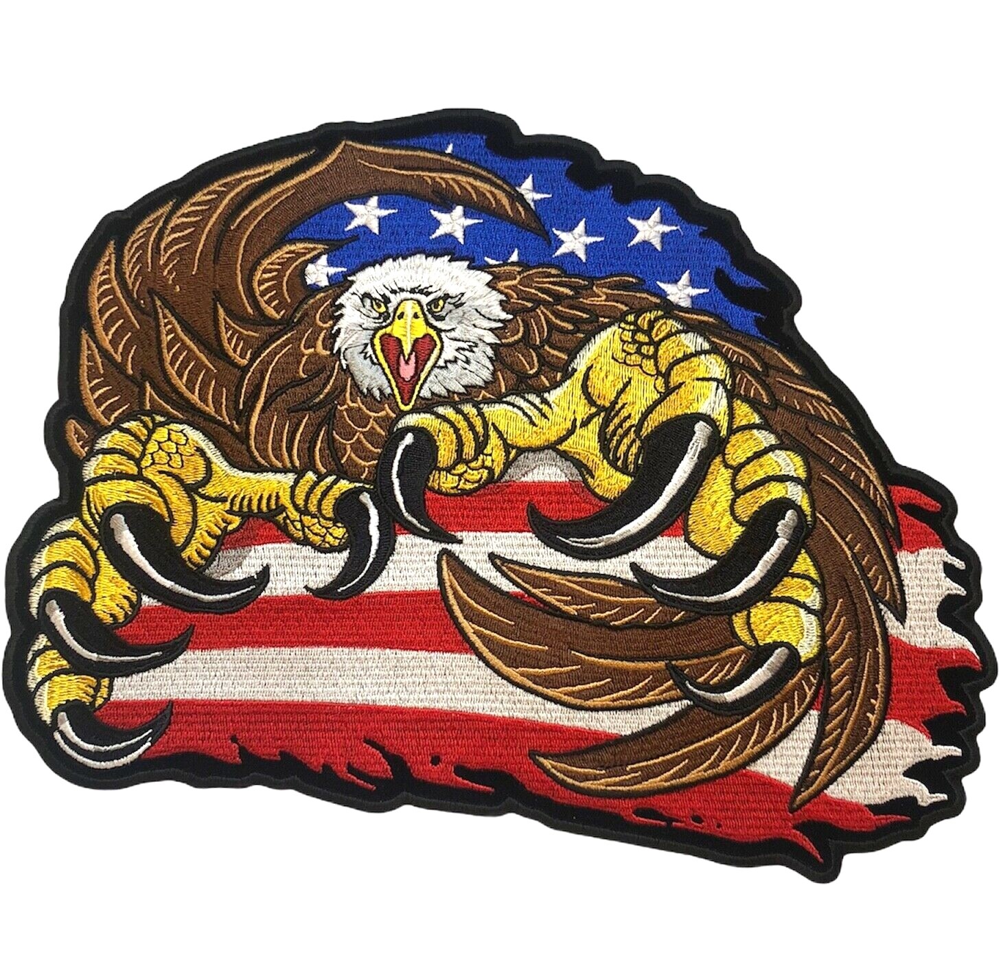 Angry Eagle Claws American Flag 4.5 inch Biker Back Patch IV6632 F6D30T