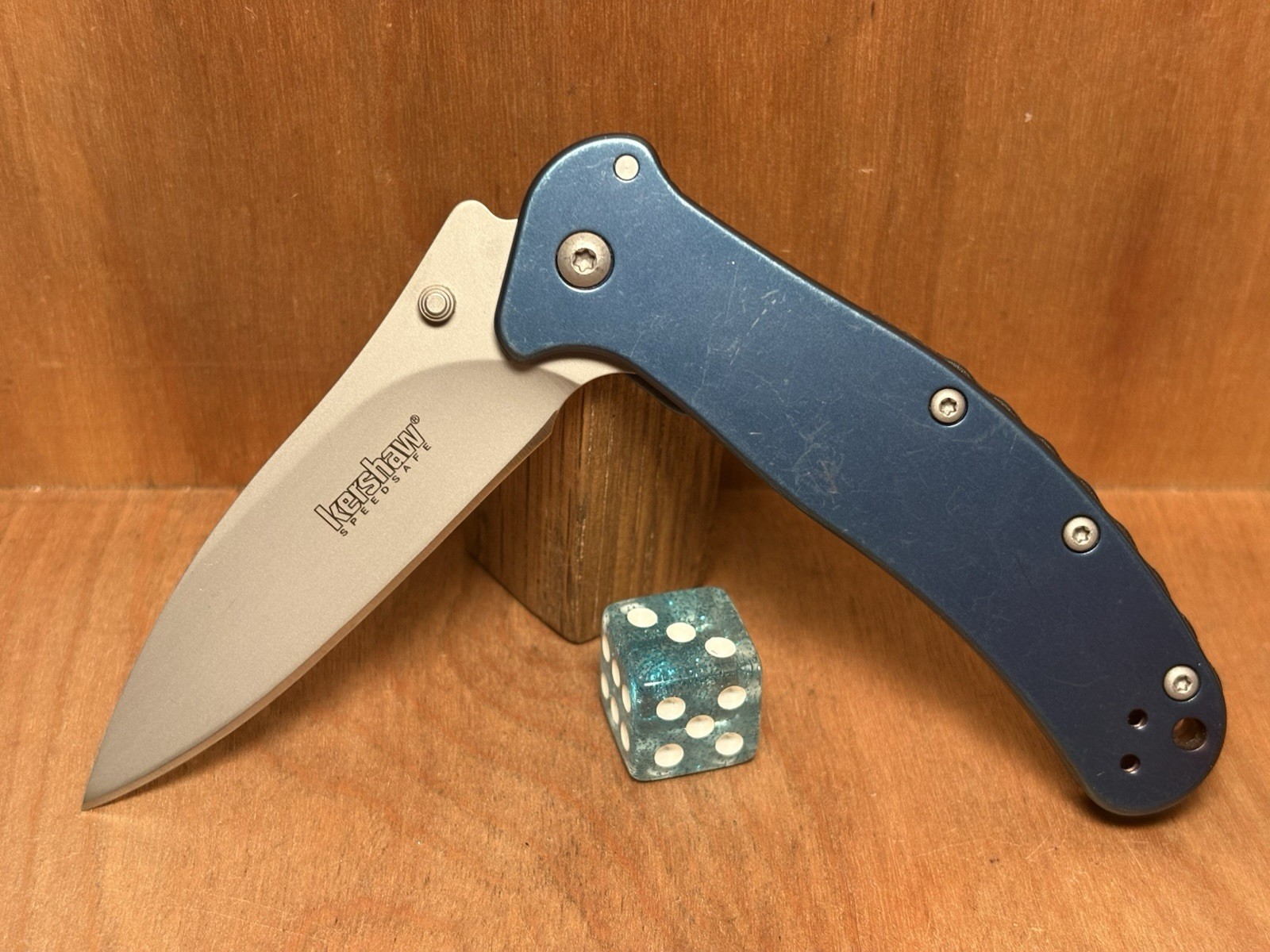 Kershaw ZING 1730SSBLU Blue Rare RJ Martin SS Drop Point EXCELLENT