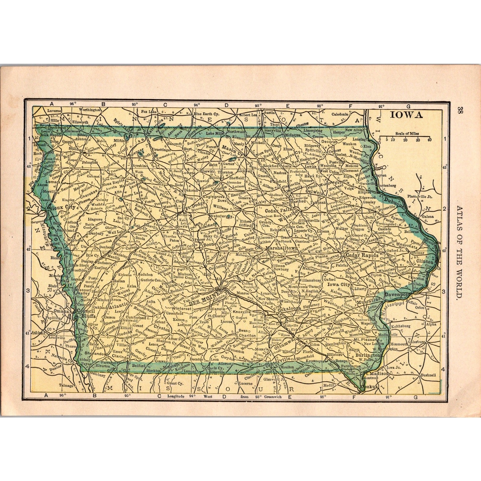Vintage Map of Iowa and Minnesota 1910 Map SL1