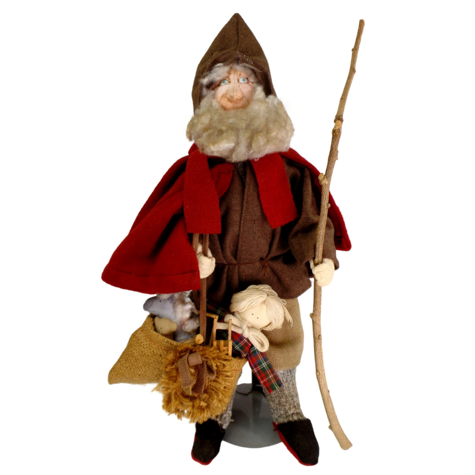 GERMAN SAINT NICHOLAS with TOY SACK / HAND-CRAFTED SANTA CLAUS FIGURE
