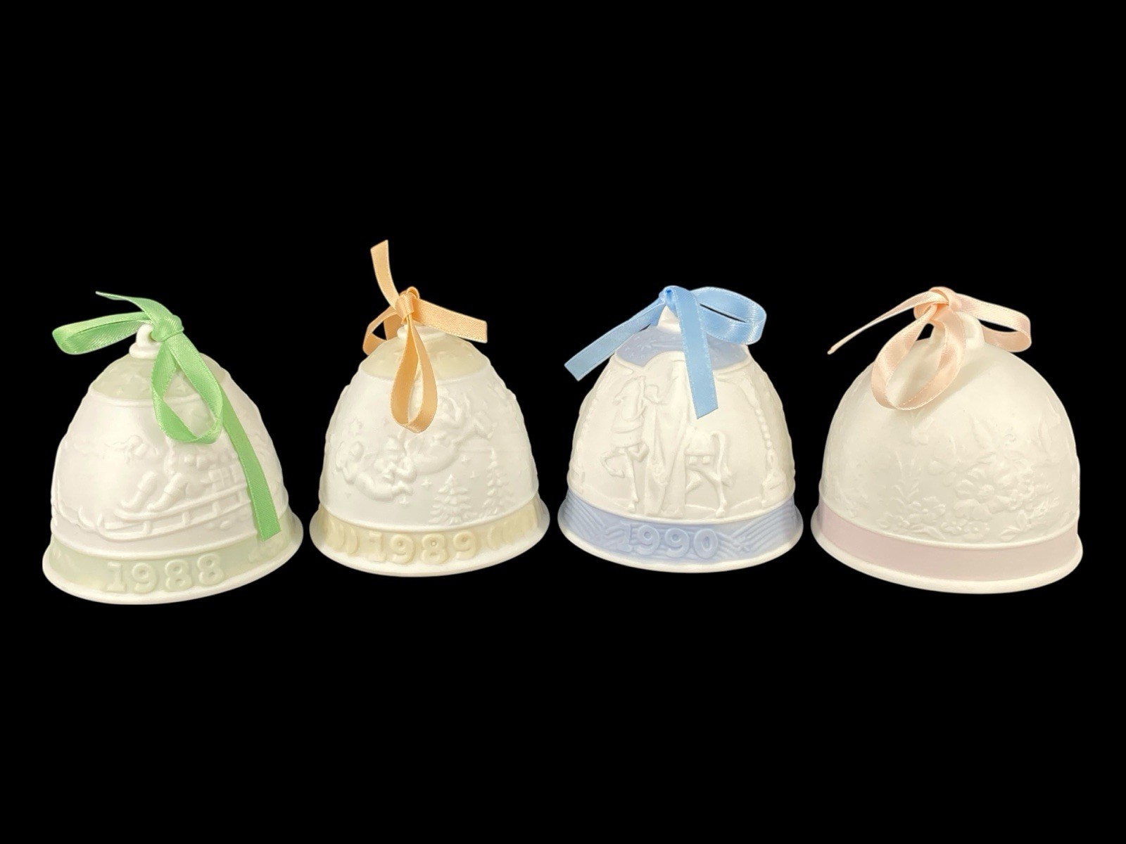 4 Vintage Lladro Spain Porcelain Bells 1988-1991