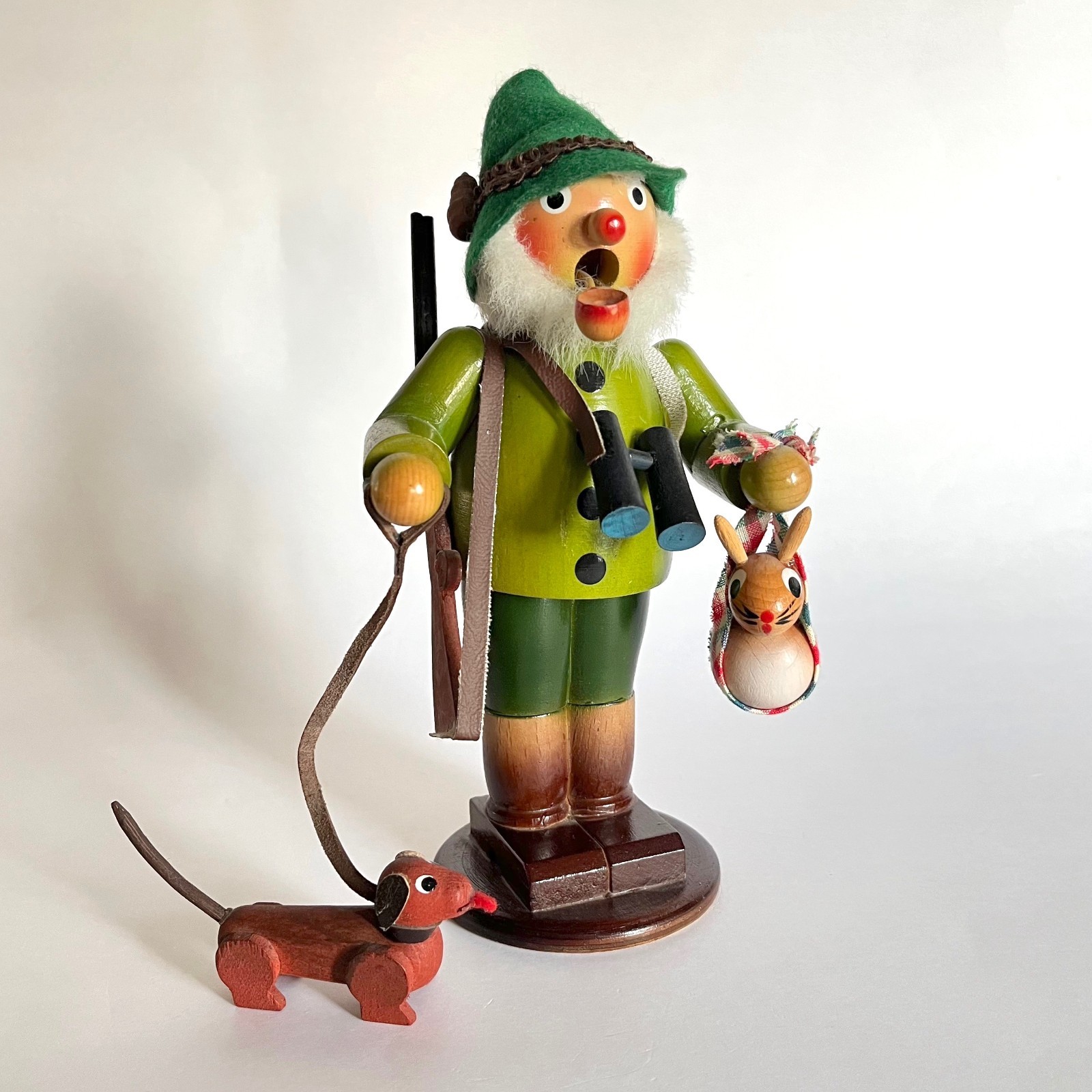 Vtg Steinbach Rabbit Hunter Germany Wood Incense Burner Smoker Original Sticker