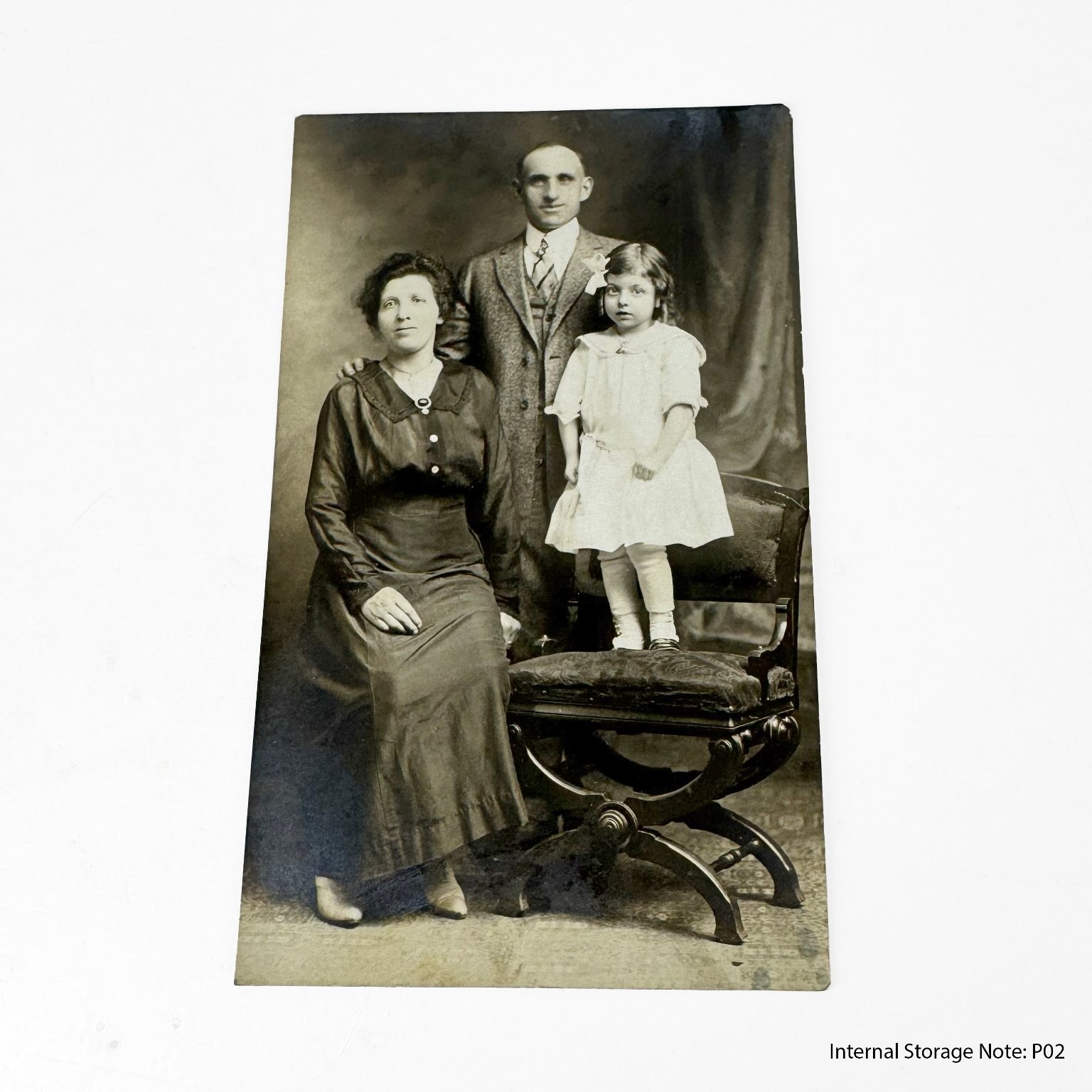 Vintage Real Photo Postcard RPPC Family Portrait Man Woman Child 1910s 1920s