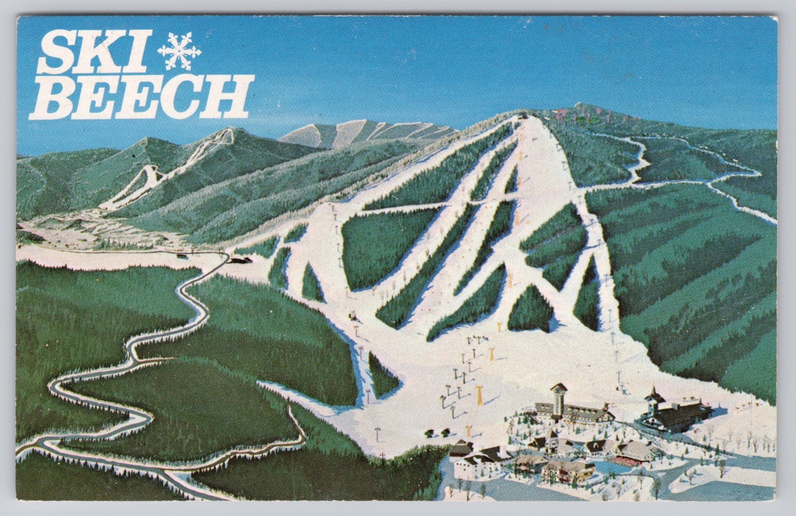 Ski Beech Mountain Resort North Carolina Panoramic Ski Slopes 1981 Postcard