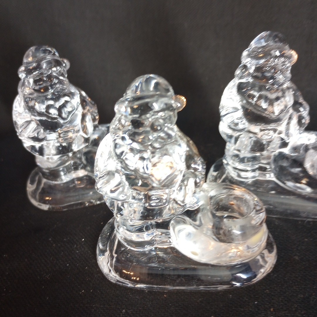 Vintage Set Of 3 William Sonoma Mini Taper Candle Holders Clear Glass Christmas 