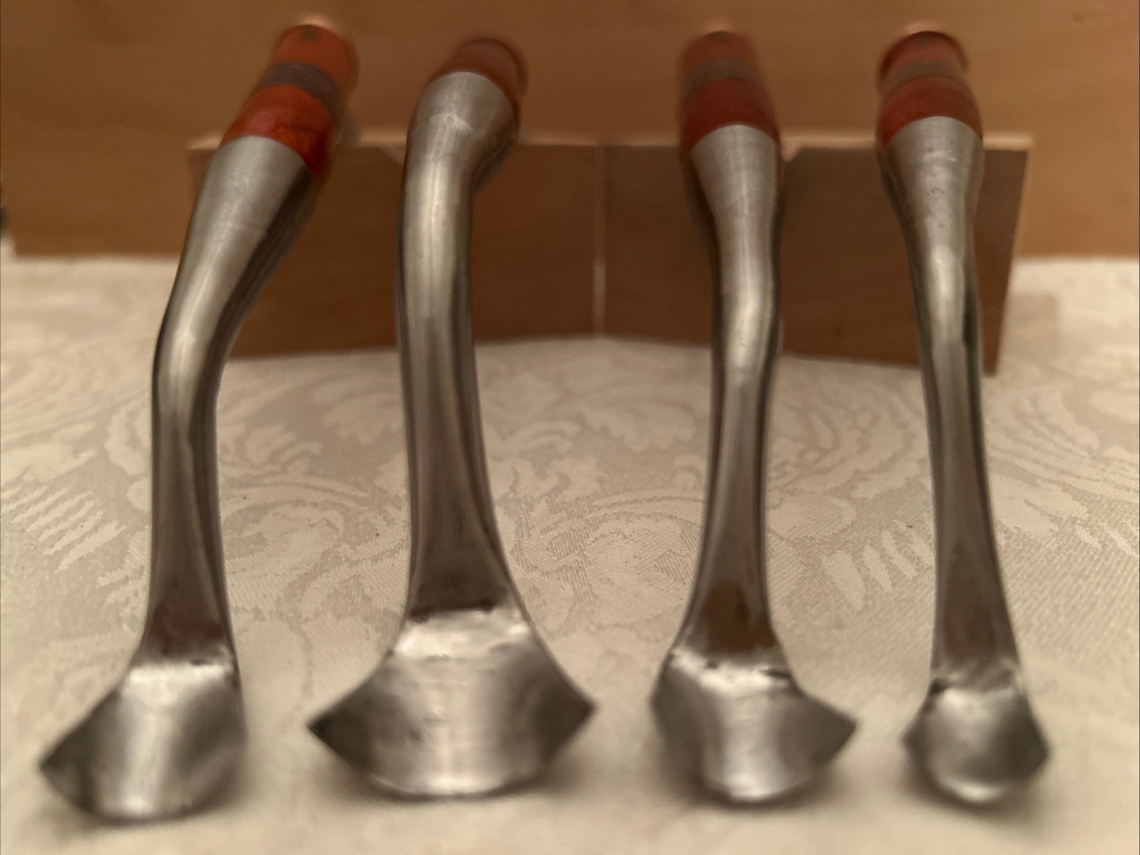 Custom Forged Dog Leg Bent Spoon Gouge Chisel Set Of 4 Deep U # 9 Sweep