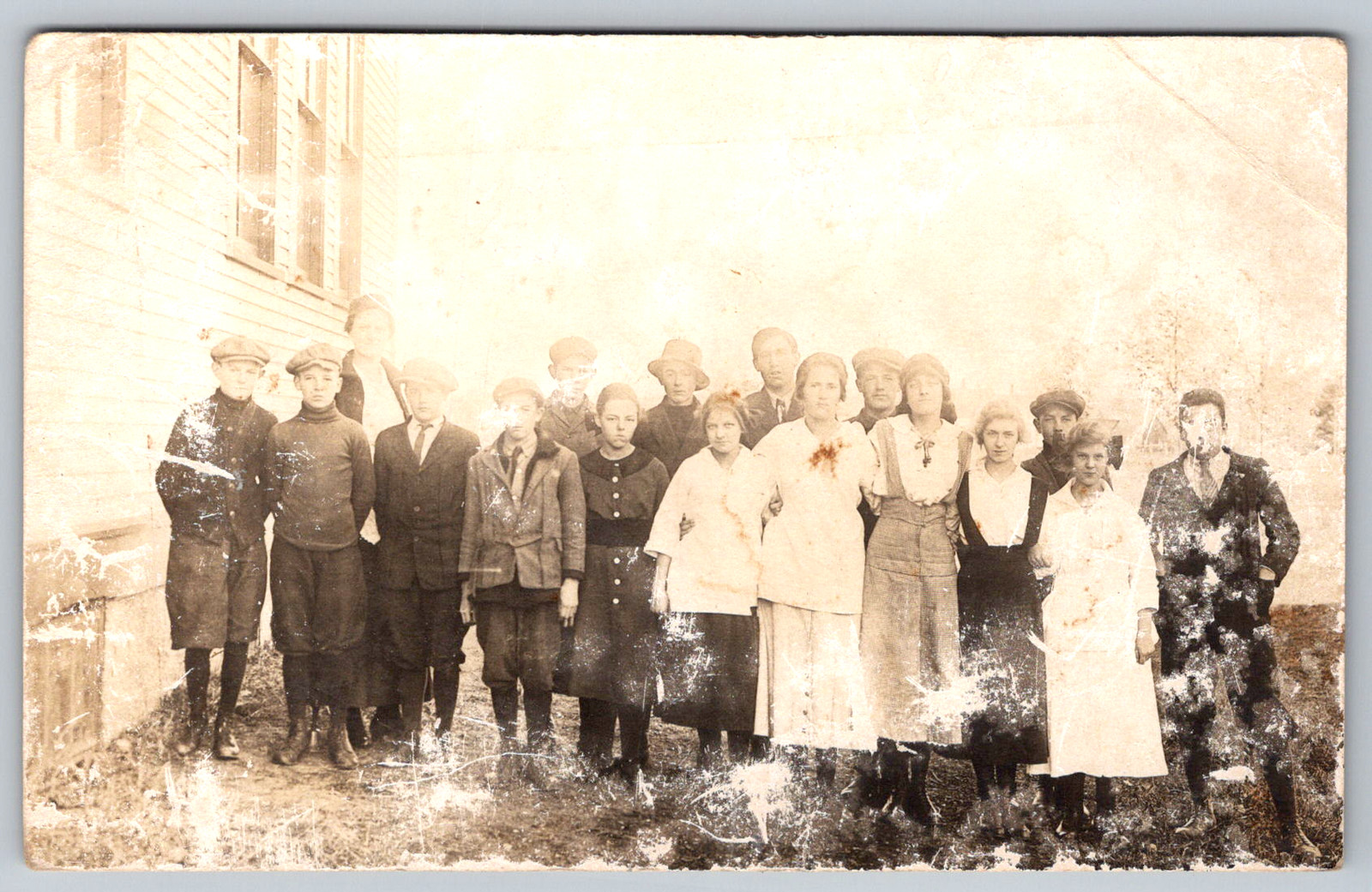 RPPC c1910s One Room School House Class Portrait Students Postcard