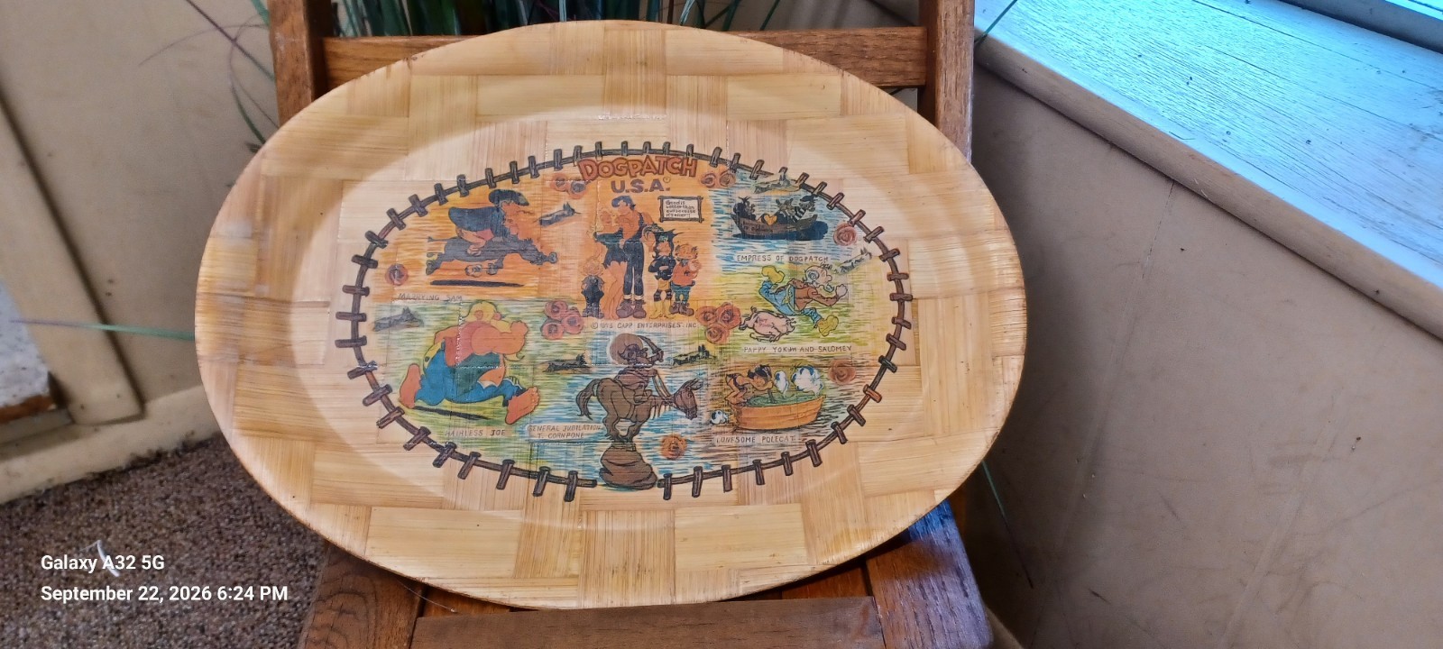 Vtg DogPatch USA Souvenir Bamboo Serving Tray Lil Abner 1973 Capp Enterprises 