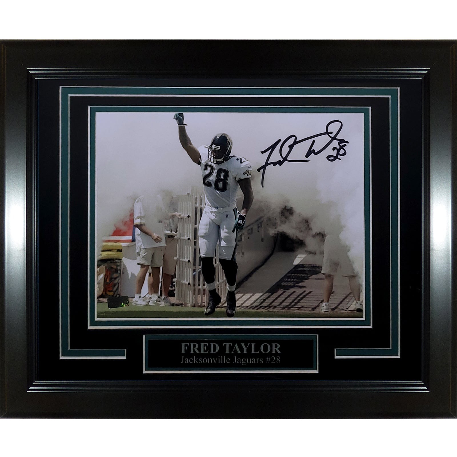 Fred Taylor Autographed Jacksonville Jaguars (Horiz Smoke Intro) Deluxe Framed 8 Fred Taylor Autographed Jacksonville Jaguars (Horiz Smoke Intro) Deluxe Framed 8