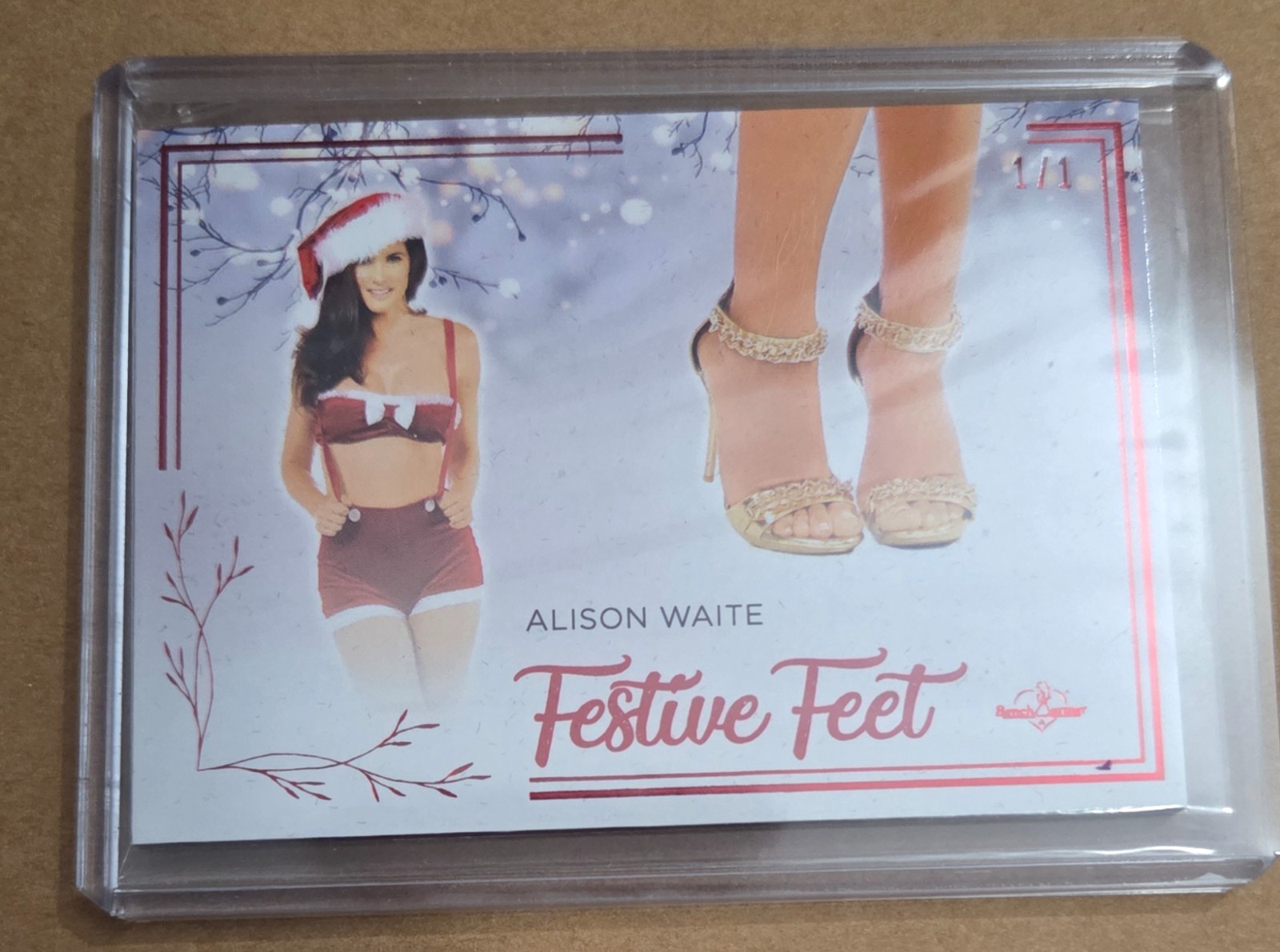 2021 Bench Warmer Holiday Festive Feet Red Foil #NNO Alison Waite 1/1