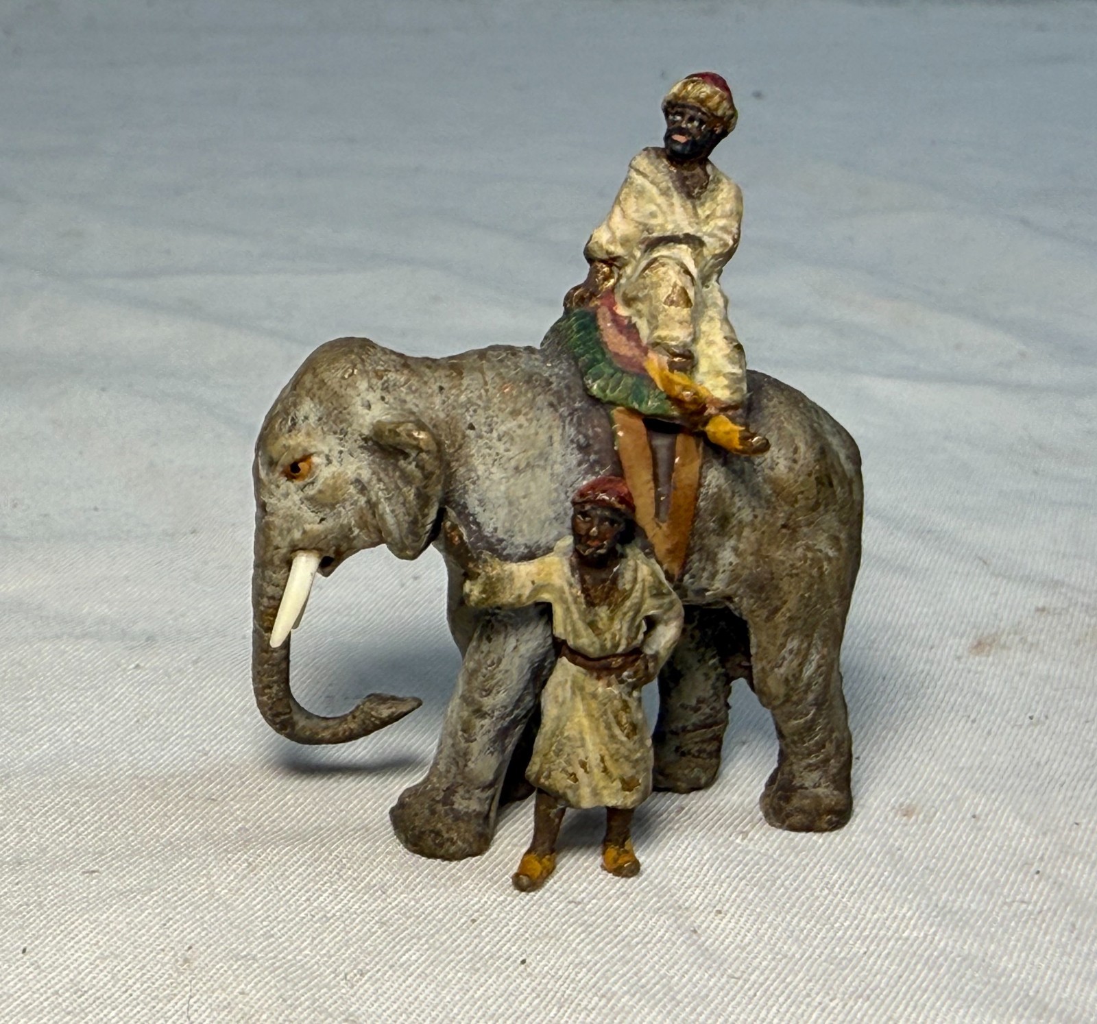 antique 19th century mini cold painted Austrian Vienna bronze elephant statue antique 19th century mini cold painted Austrian Vienna bronze elephant statue
