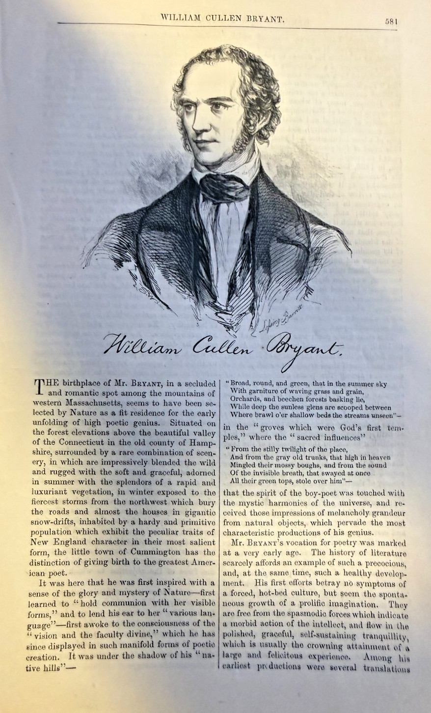 1851 Author William Cullen Bryant Home at Roslyn Hempstead Harbor illustrated