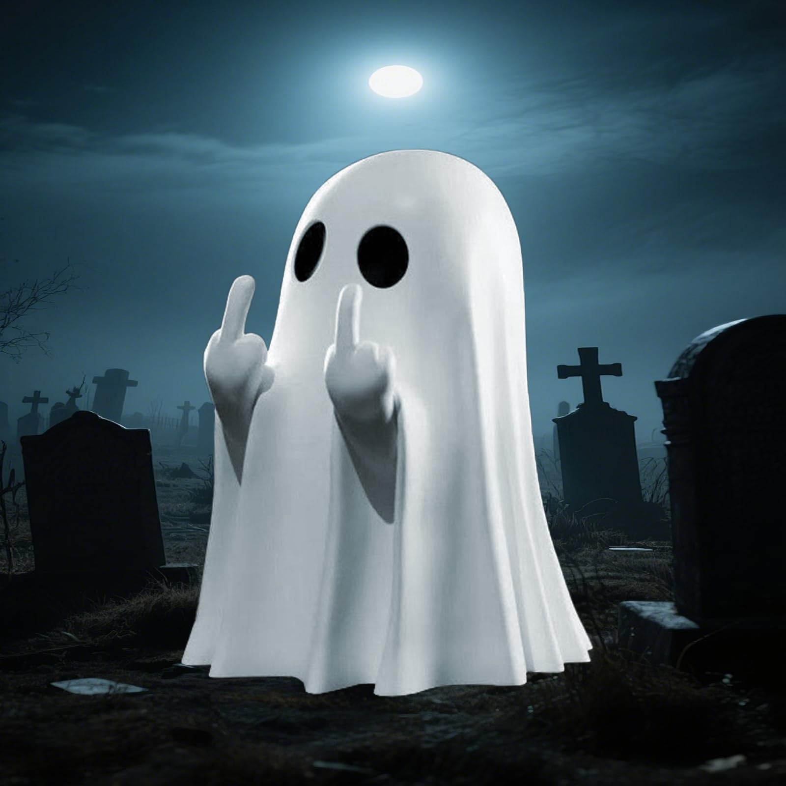 Halloween Ghost Figurine, Spooky Finger Statue, Porch and Indoor Spooky Home Hal