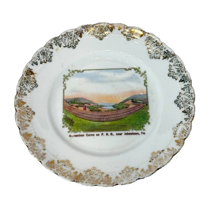 Horseshoe Turn PA JOHNSTOWN Pennsylvania Souvenir China TRINKET DISH PLATE Horseshoe Turn PA JOHNSTOWN Pennsylvania Souvenir China TRINKET DISH PLATE