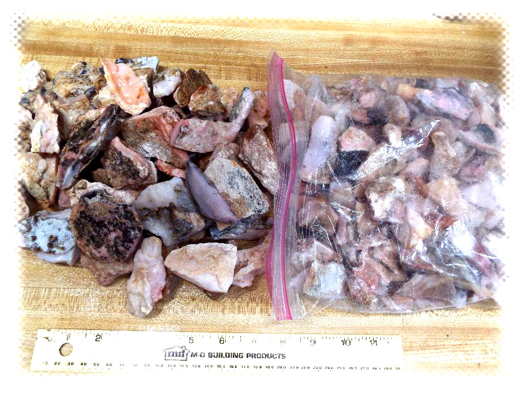 5 lb lot -- 100% NATURAL PERUVIAN PINK OPAL ROUGH PIECES