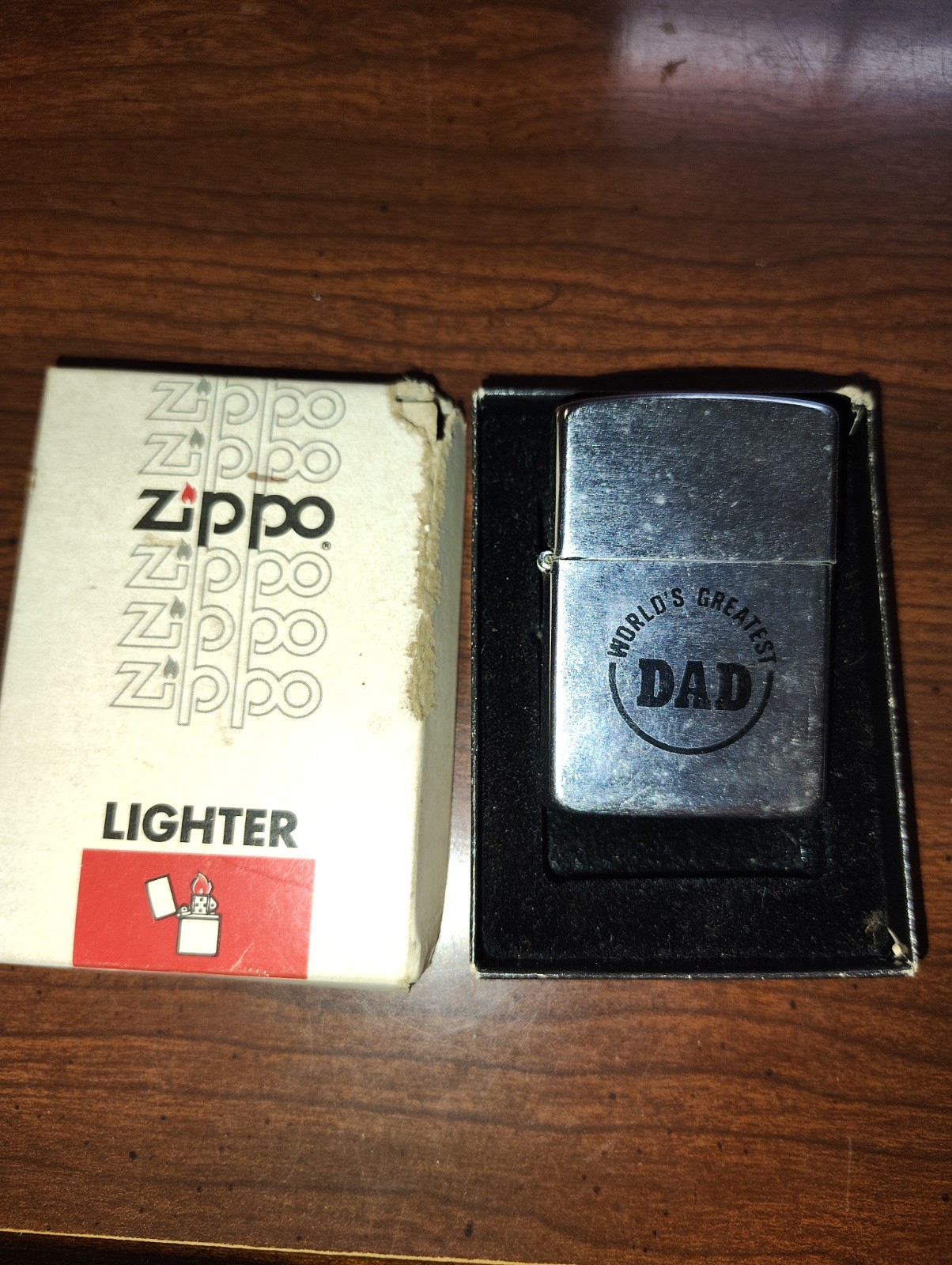 Old Stock Zippo Lighter World\'s Greatest Dad Old Stock Zippo Lighter World\'s Greatest Dad