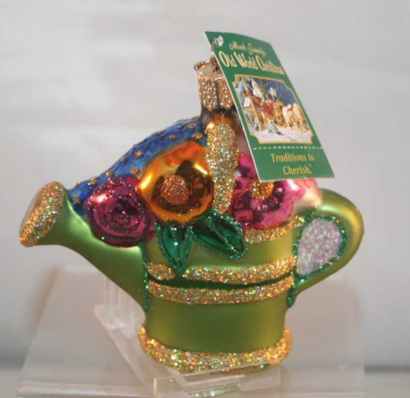 Vintage Merck Family Old World Christmas 2004 Watering Can Flowers - NWT