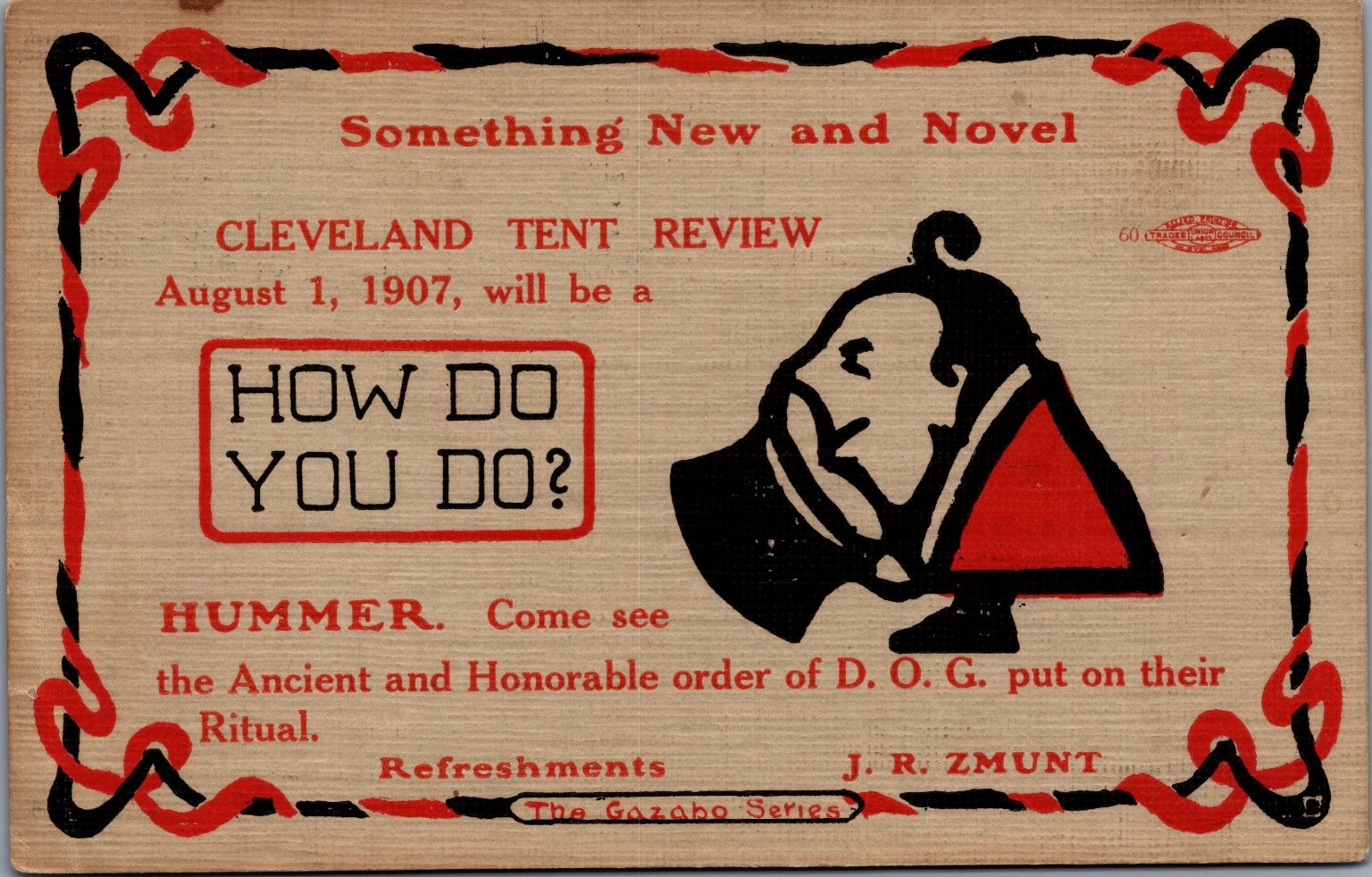1907 Cleveland Tent Review D.O.G. Ritual Invitation Postcard 1907 Cleveland Tent Review D.O.G. Ritual Invitation Postcard
