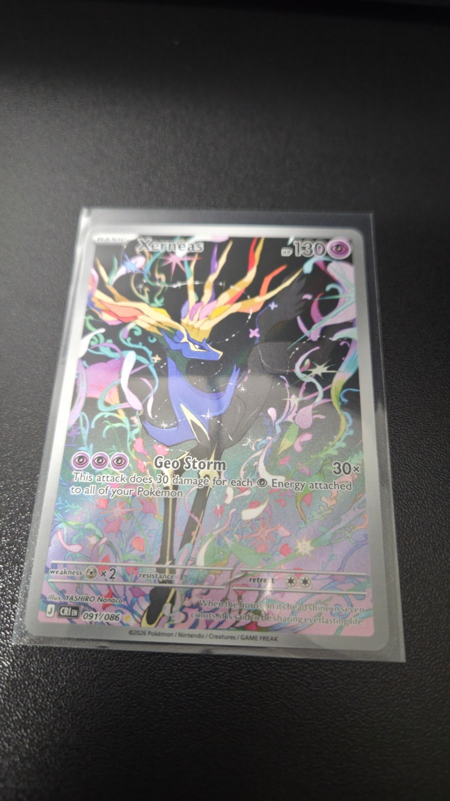 Xerneas Holo Illustration Rare ME04: Chaos Rising 091/086 NM Xerneas Holo Illustration Rare ME04: Chaos Rising 091/086 NM