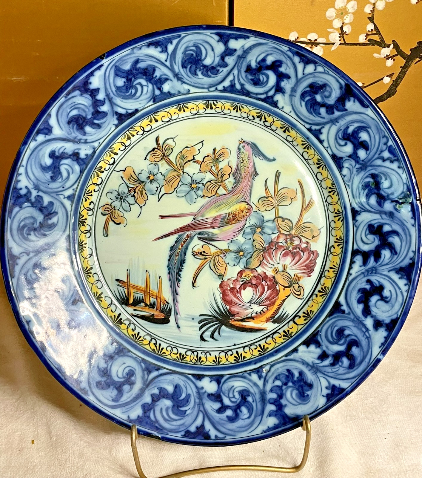 Portuguese Vestal Alcobaca Handpainted Lg Plate approx 13