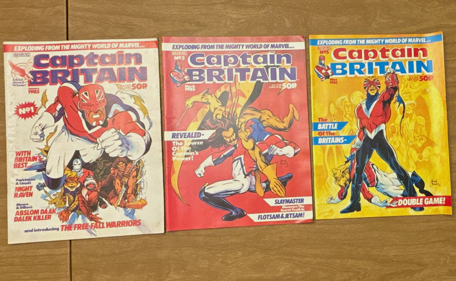 Marvel Captain Britain #1,3,5 Comic Lot 1985