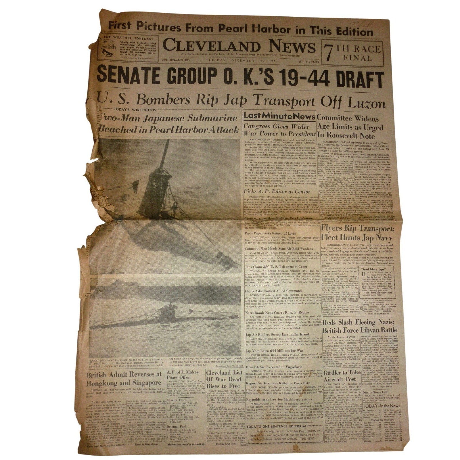Vintage Cleveland News Dec 16 1941 Pearl Harbor Photos WWII Newspaper History Vintage Cleveland News Dec 16 1941 Pearl Harbor Photos WWII Newspaper History