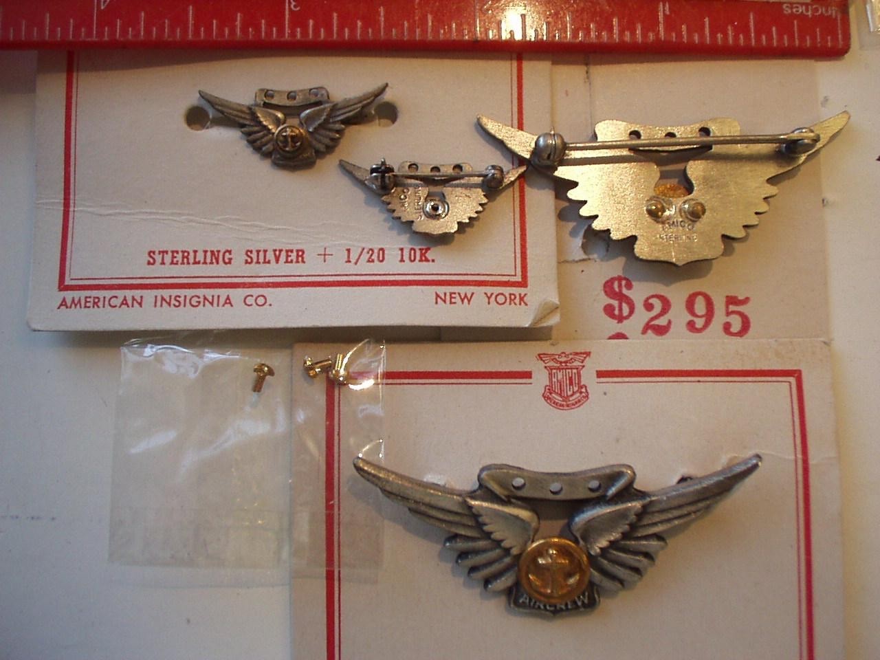 WINGS AMICO AIR CREW: Reg.* Mini Sterling Vintage U.S WW 2 WoskMilitary x2 WINGS AMICO AIR CREW: Reg.* Mini Sterling Vintage U.S WW 2 WoskMilitary x2
