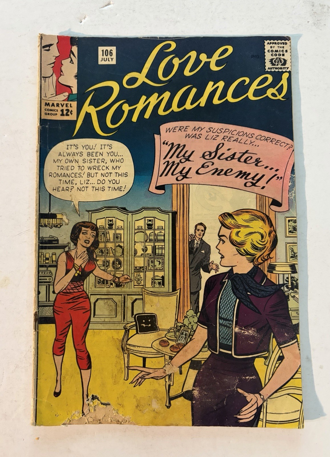 LOVE ROMANCES #106 Marvel Nice Jack Kirby Cover  1963 “My Sister, My Enemy” 
