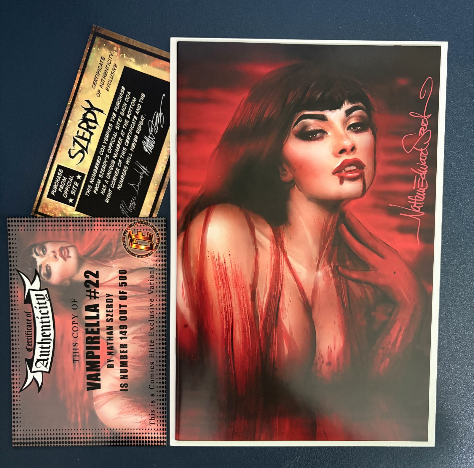Vampirella 22 Nathan Szerdy Wraparound Virgin Variant Comics Elite Ltd 500 w/COA