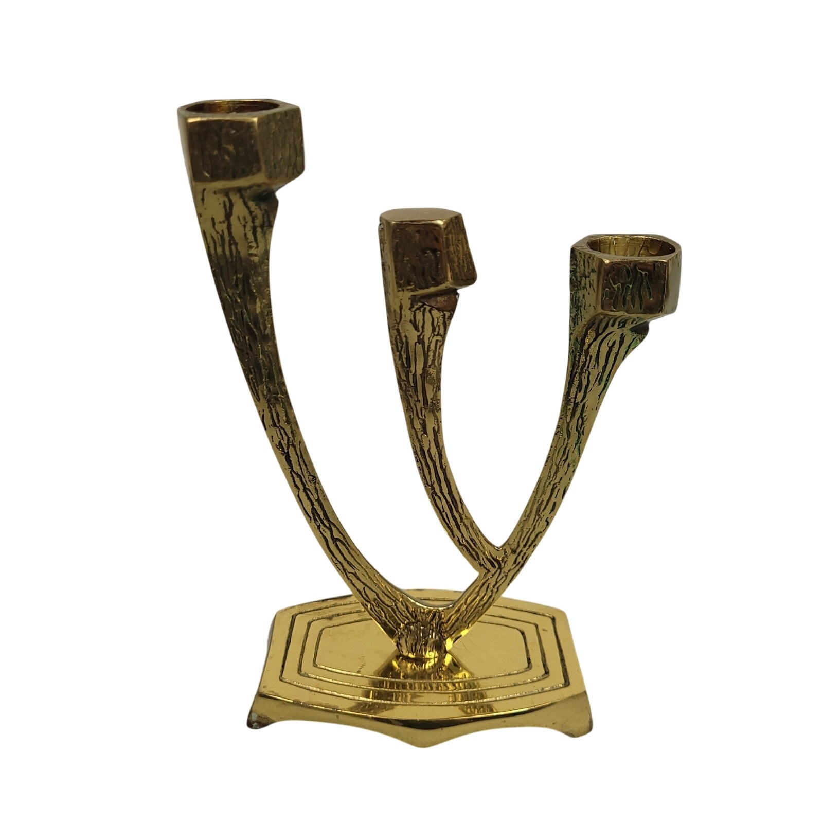 Vintage Wainberg Brass 3-Arm Candle Holder 6.75\