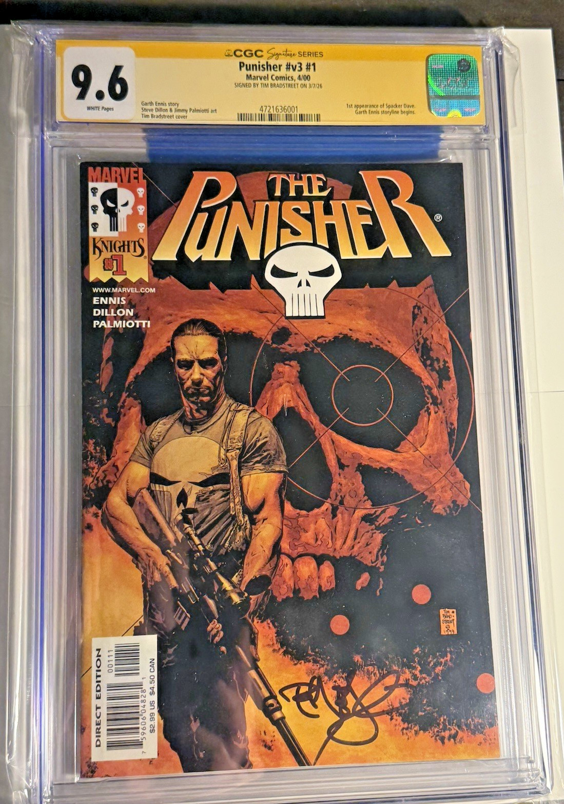SIGNED PUNISHER #1 CGC 9.6 - TIM BRADSTREET SIGNATURE - 2000 GARTH ENNIS MARVEL