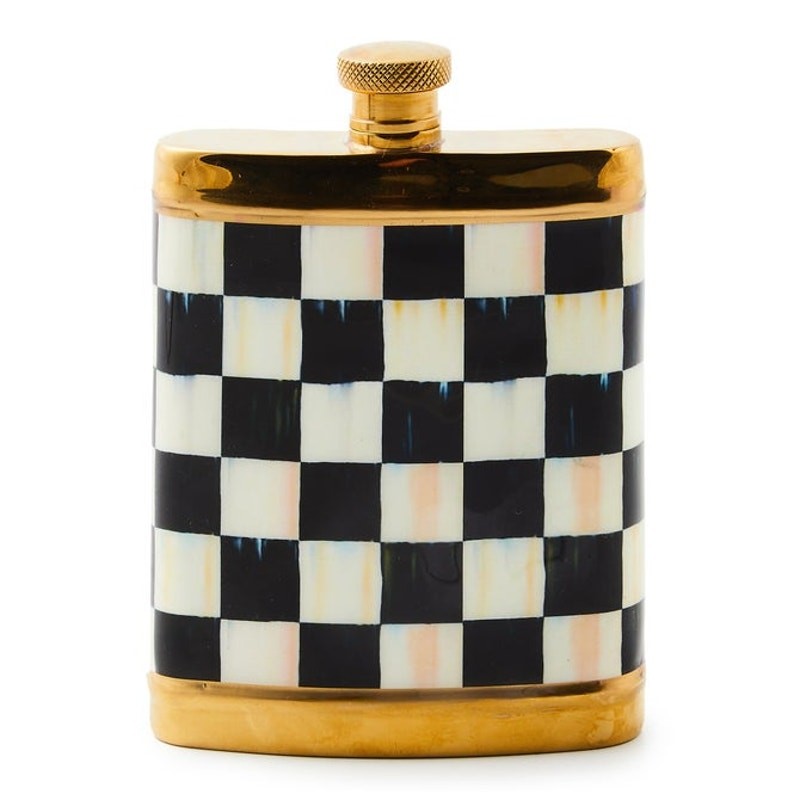 NEW Mackenzie-Childs Courtly Check Flask 3260 Chic Barware