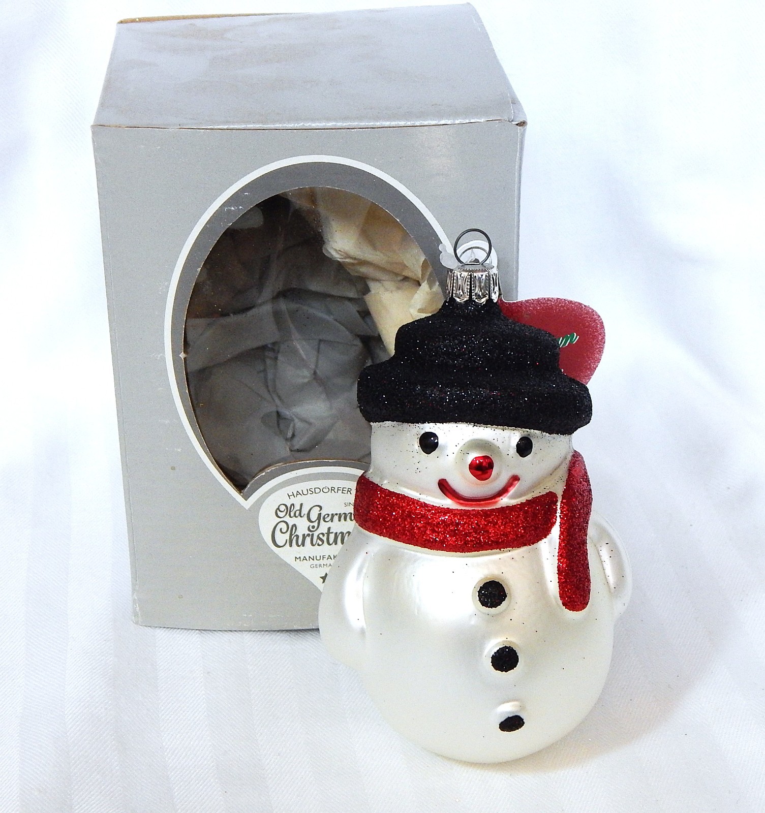 Hausdorfer\'s Old German Christmas Glass Ornament Snowman Germany