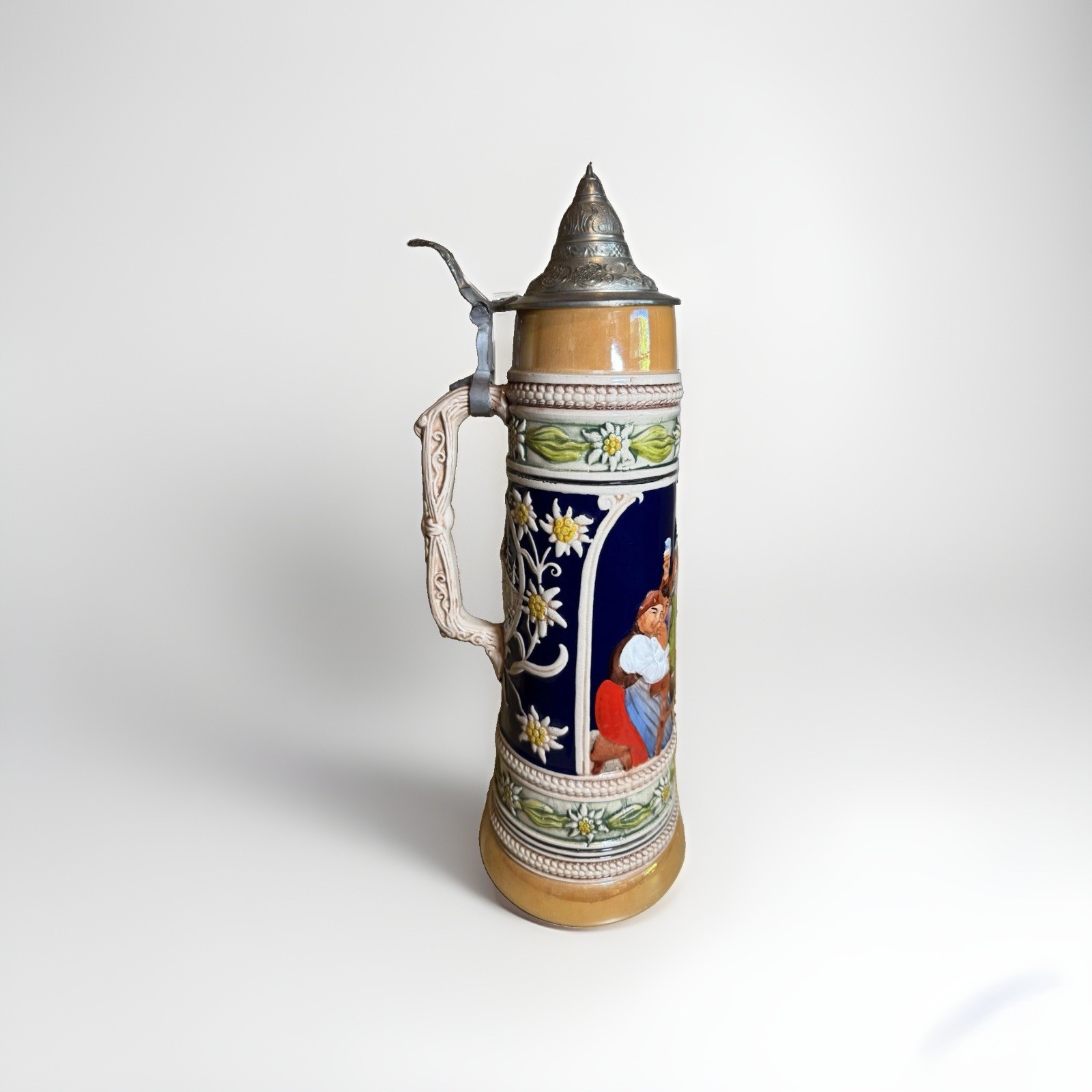 HUGE 16.5” Gerz 2L German Beer Stein Tavern Scene Cobalt Blue HUGE 16.5” Gerz 2L German Beer Stein Tavern Scene Cobalt Blue