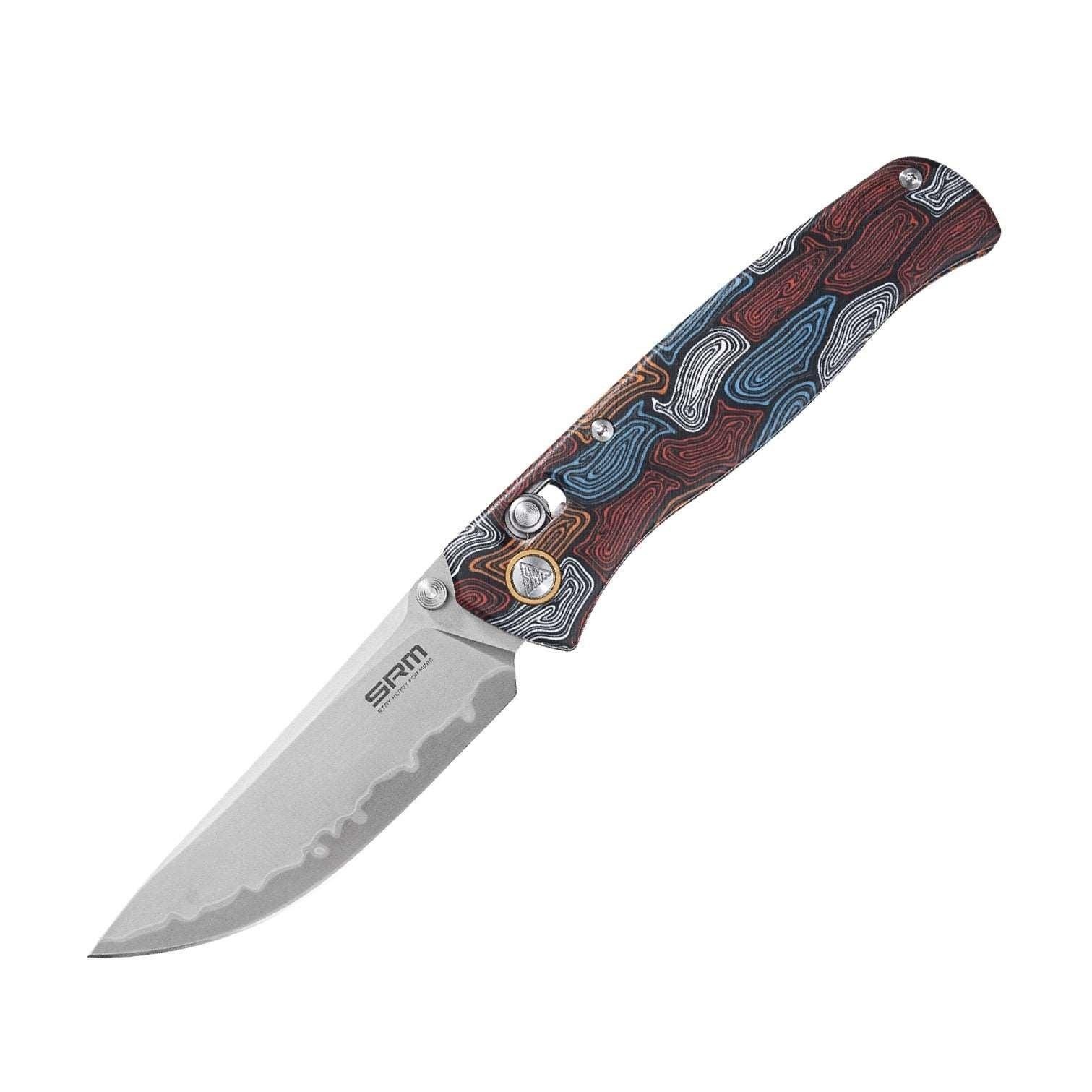 SRM 255L-GQ2 Medal Ambi-Lock Folding Knife 140Cr Multi-Color G10 Folder EDC
