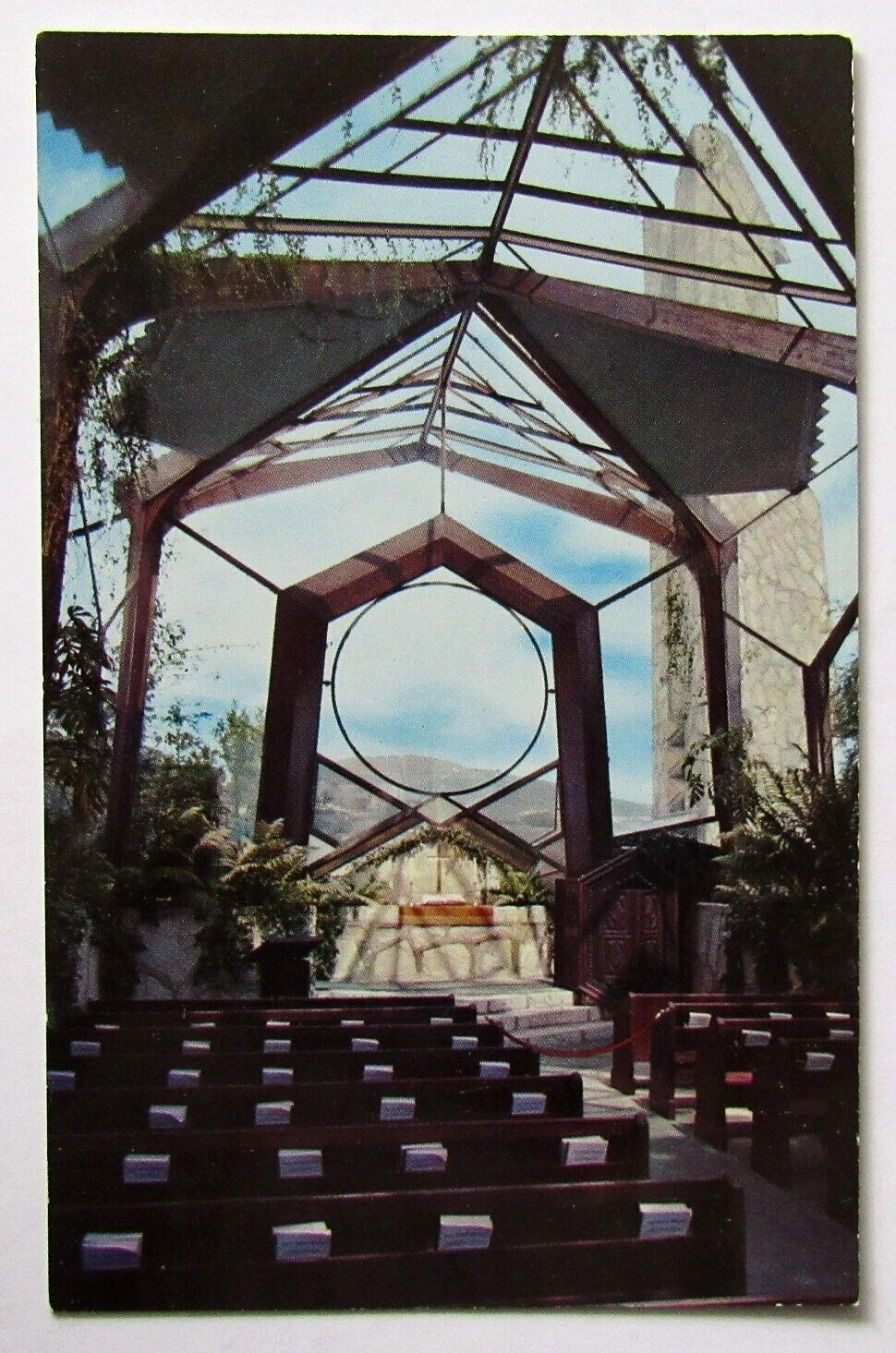 California Portuguese Bend Wayfarers Chapel 1956 Postcard