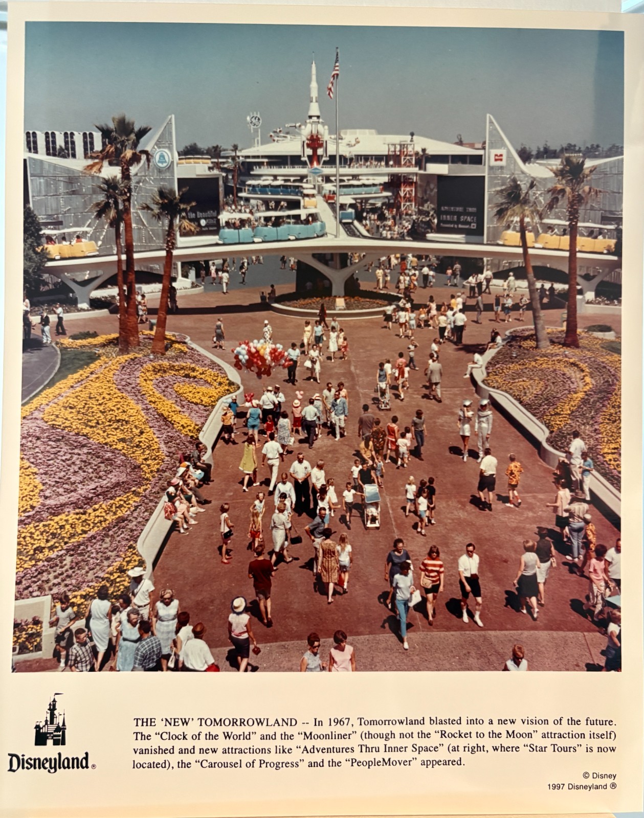 DISNEYLAND TOMORROWLAND 1967 Monsanto People Mover Original Press Photo 8x10 NM