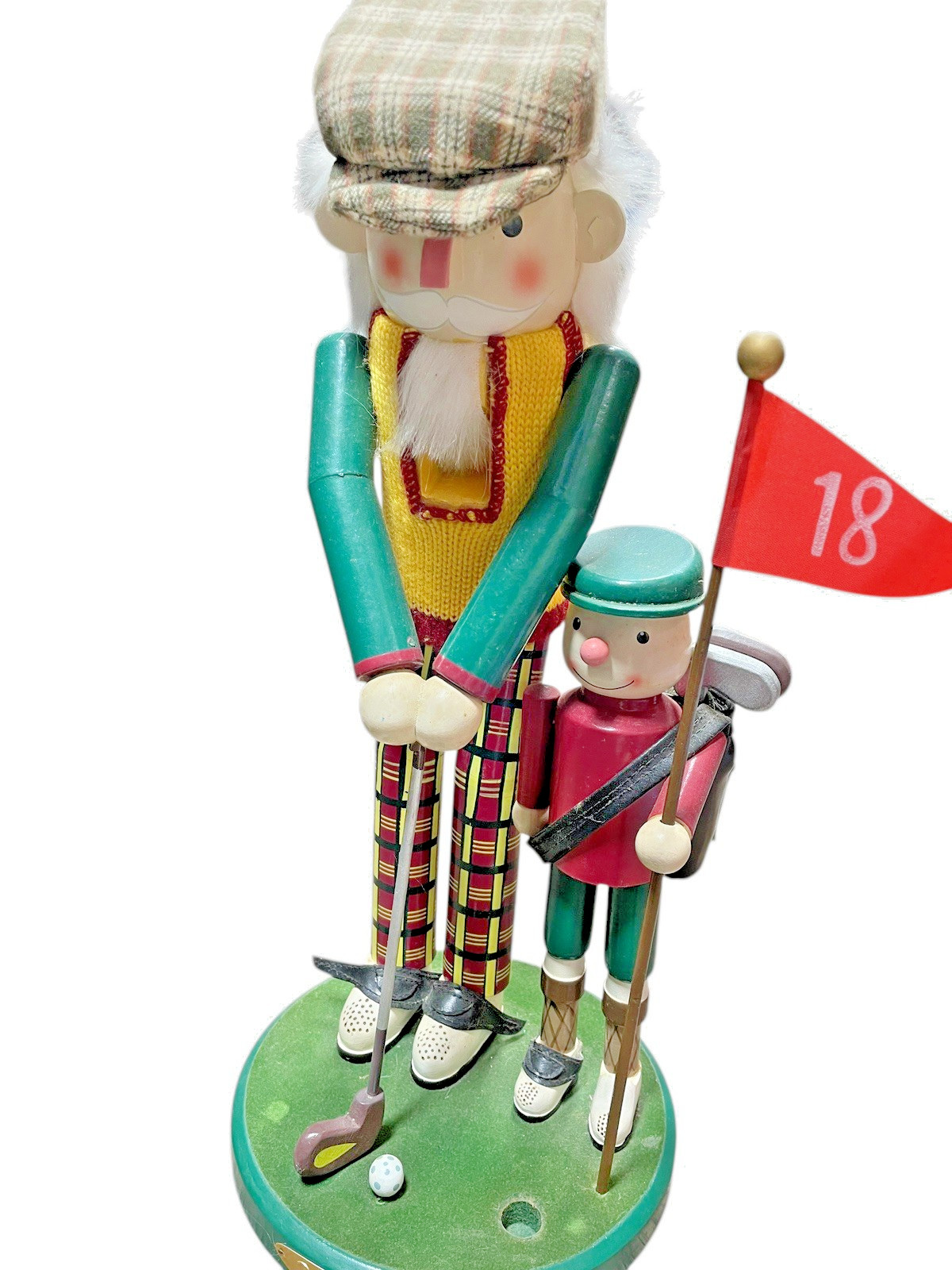 Steinbach Golfer Nutcracker w/ Caddy 18th Hole Flag Germany S1820 Retired Rare