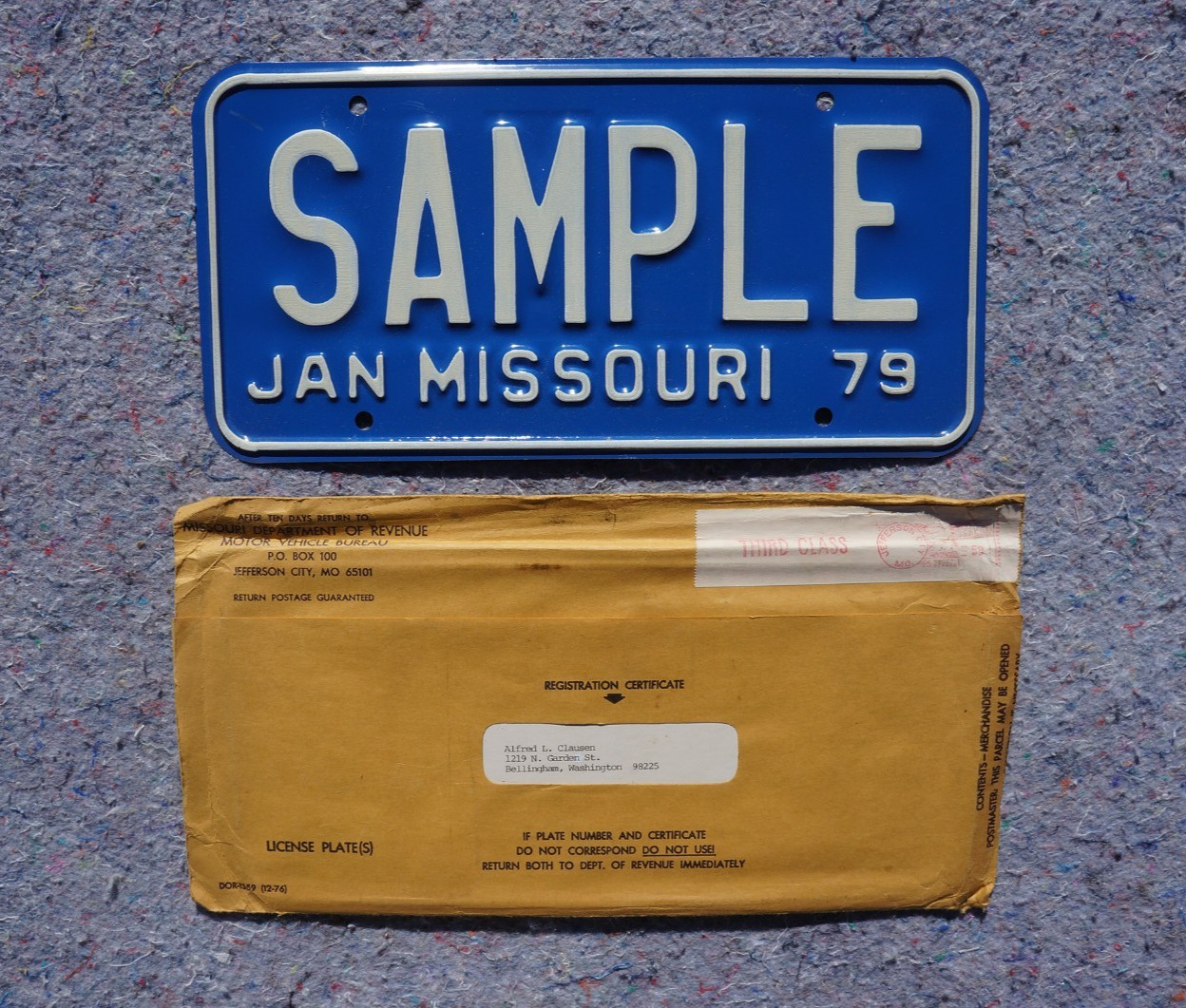 1979 Missouri SAMPLE License Plate