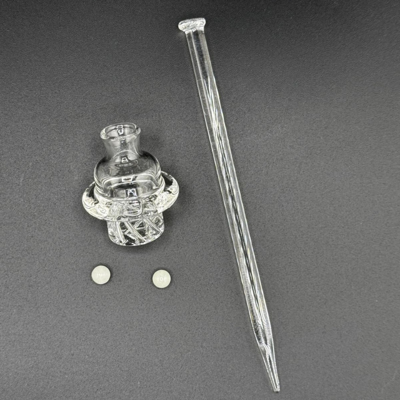 Glass Airflow Spinner Bowl Cap - Wide 20mm White Honey Hive With Dabber Tool