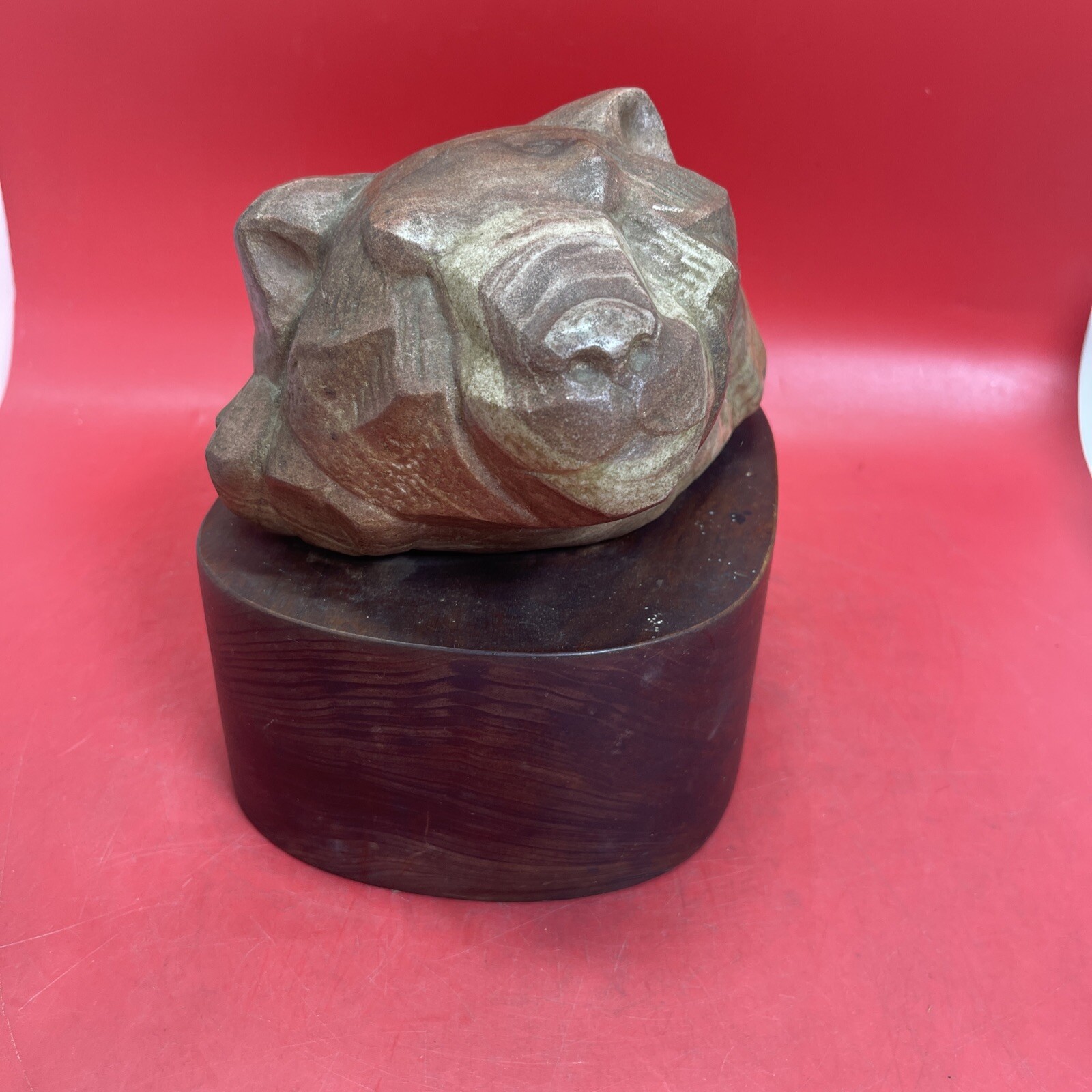 Vintage Art Deco ,,Sleeping tiger’’Handmade from Stone ,Janas
