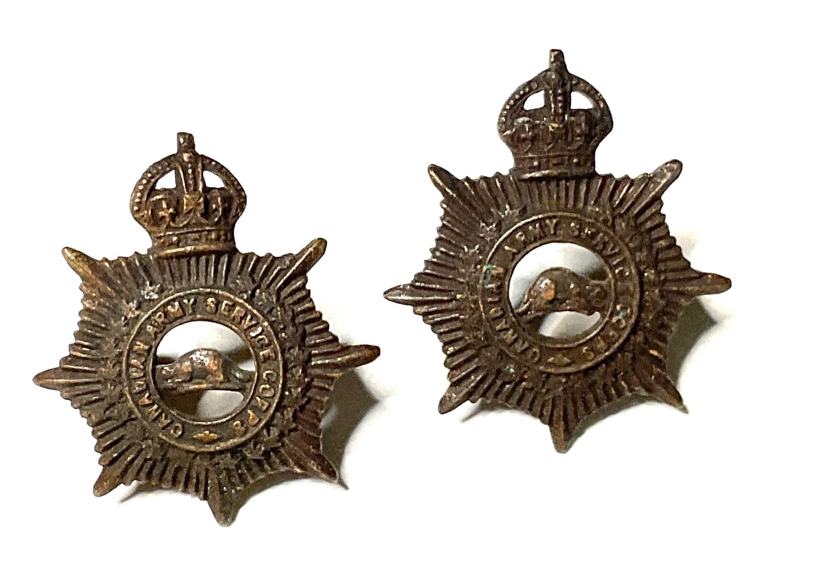 WW1 CEF CASC CANADIAN ARMY SERVICE CORPS OFFICERS COLLAR BADGE 1901 - 1919