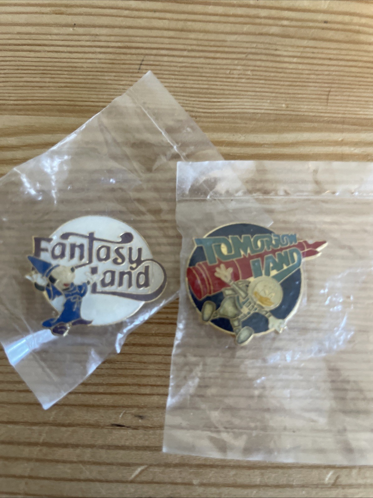 Disneyland Pins - Tomorrow Land and Fantasy Land Vintage New In Plastic 2 Pieces