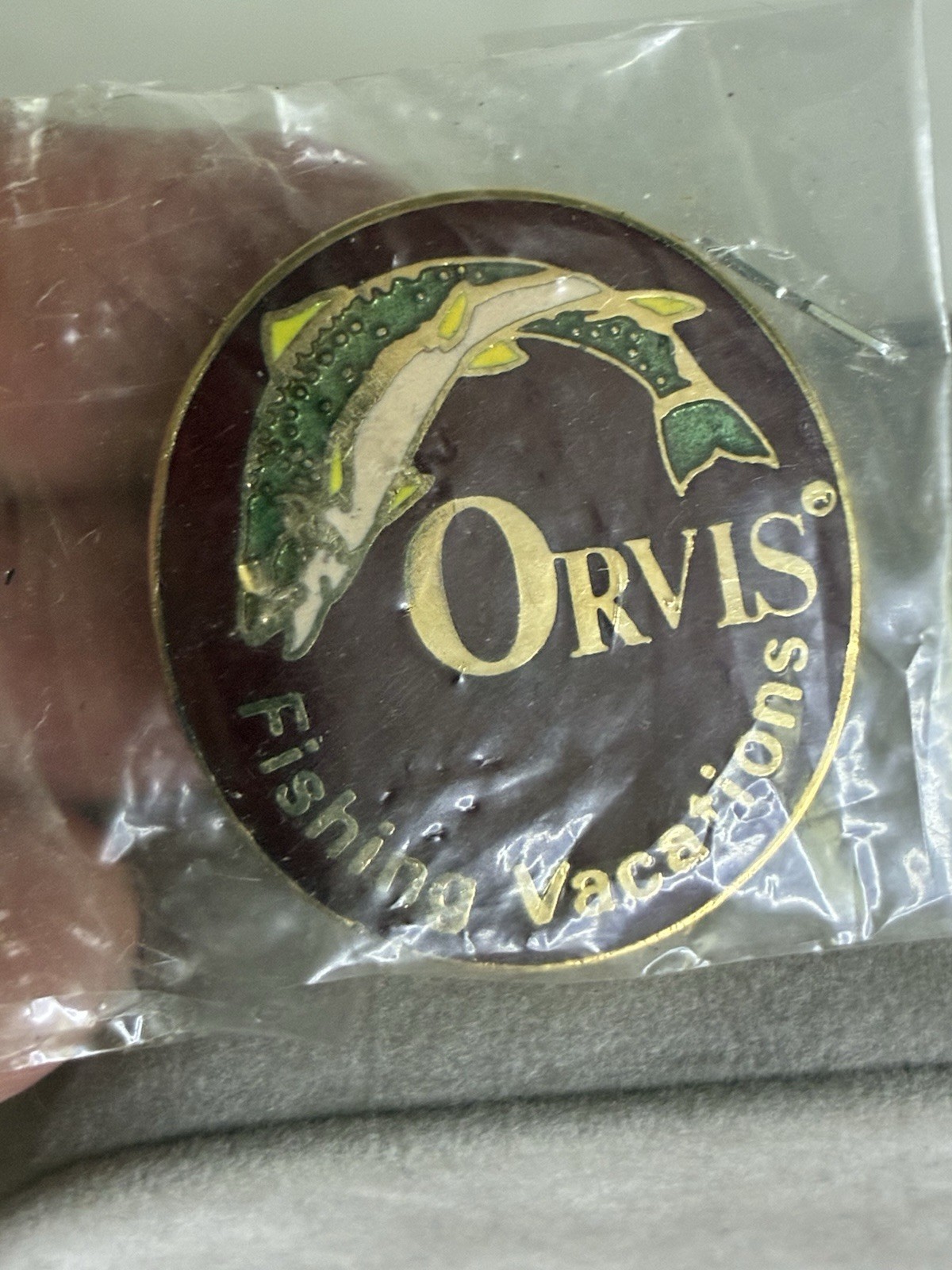NEW Vintage Orvis Fishing Vacations Enamel Pin