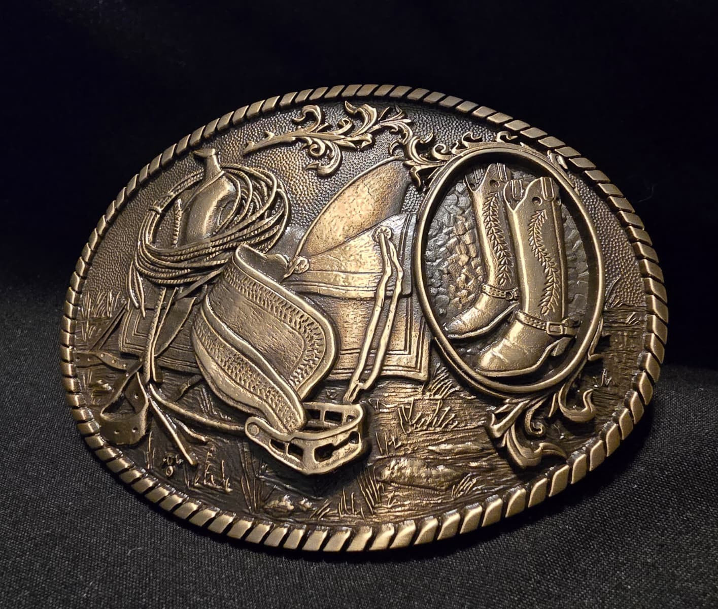 VTG Montana Silversmiths Western Cowboy Saddle Boots Belt Buckle A101C NWT